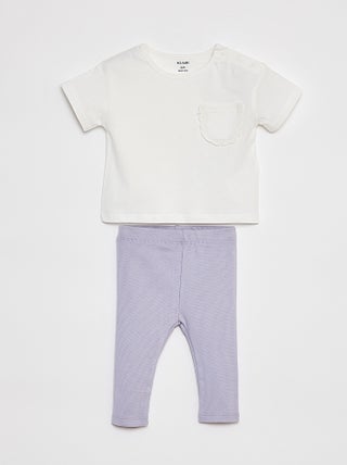 Completo t-shirt a maniche corte + leggings - 2 pezzi