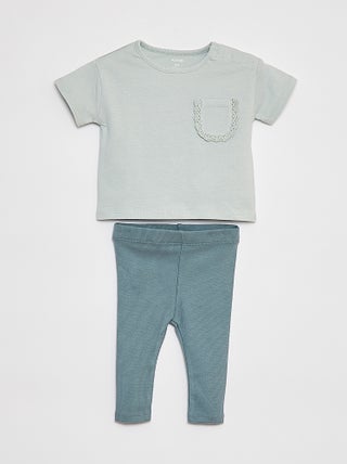 Completo t-shirt a maniche corte + leggings - 2 pezzi