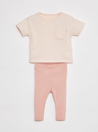 Completo t-shirt a maniche corte + leggings - 2 pezzi