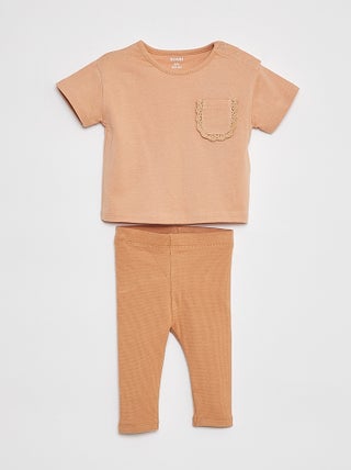 Completo t-shirt a maniche corte + leggings - 2 pezzi