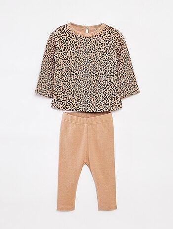 Completo t-shirt a maniche lunghe + leggings - 2 pezzi