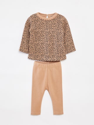 Completo t-shirt a maniche lunghe + leggings - 2 pezzi