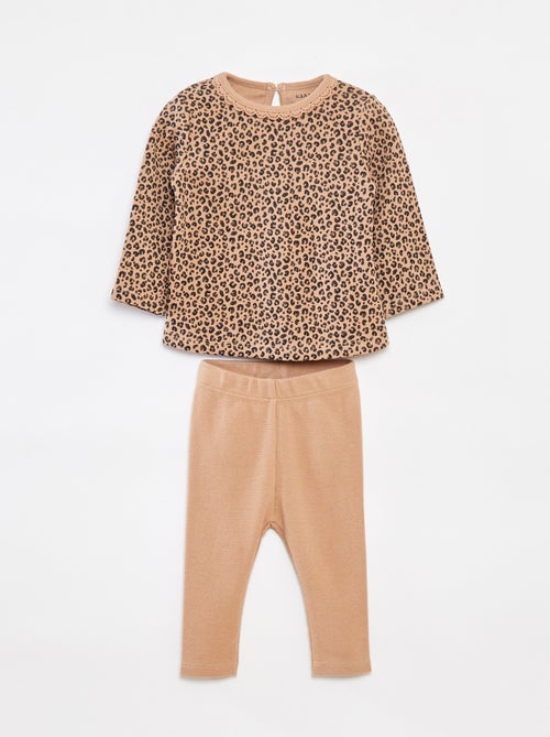 Completo t-shirt a maniche lunghe + leggings - 2 pezzi - Kiabi