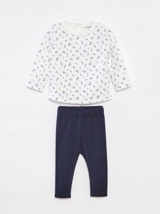 Completo t-shirt a maniche lunghe + leggings - 2 pezzi