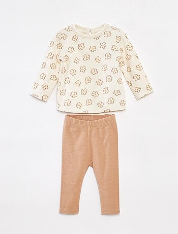 Completo t-shirt a maniche lunghe + leggings - 2 pezzi