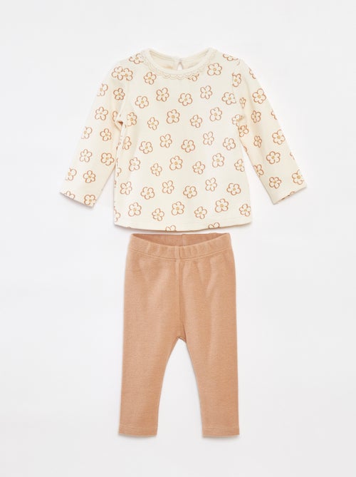 Completo t-shirt a maniche lunghe + leggings - 2 pezzi - Kiabi