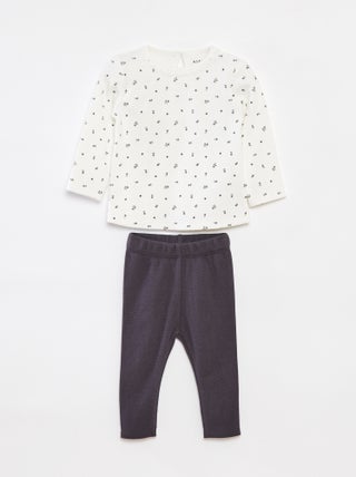 Completo t-shirt a maniche lunghe + leggings - 2 pezzi