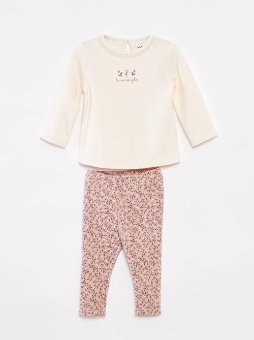 Completo t-shirt a maniche lunghe + leggings - 2 pezzi - Kiabi
