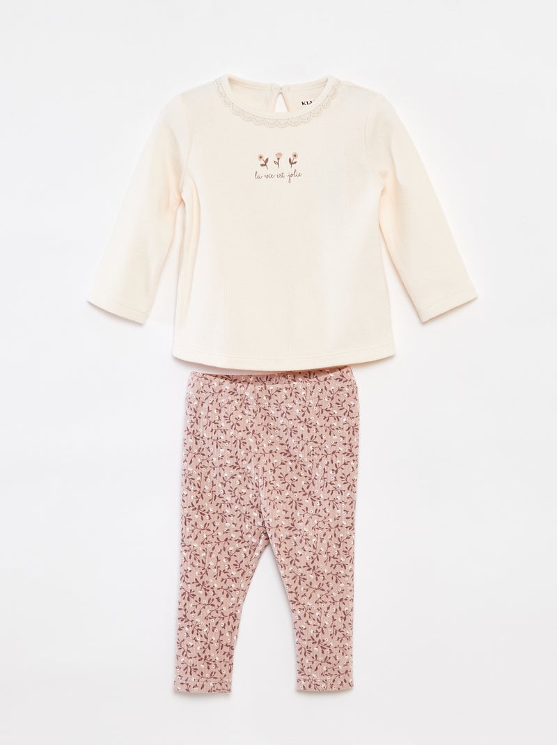 Completo t-shirt a maniche lunghe + leggings - 2 pezzi Viola - Kiabi