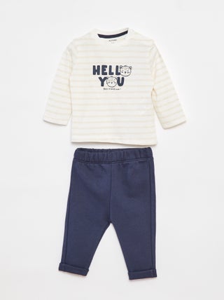 Completo t-shirt a maniche lunghe + pantaloni - 2 pezzi