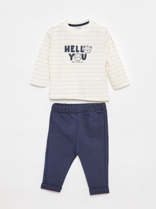 Completo t-shirt a maniche lunghe + pantaloni - 2 pezzi - Kiabi