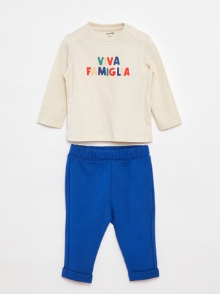 Completo t-shirt a maniche lunghe + pantaloni - 2 pezzi