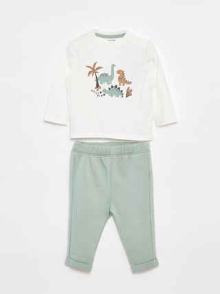 Completo t-shirt a maniche lunghe + pantaloni - 2 pezzi