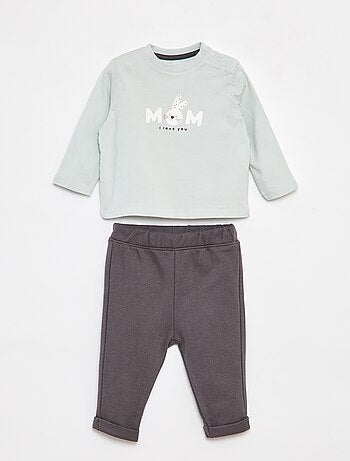 Completo t-shirt a maniche lunghe + pantaloni - 2 pezzi