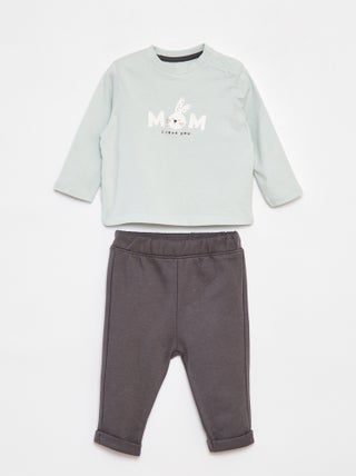 Completo t-shirt a maniche lunghe + pantaloni - 2 pezzi