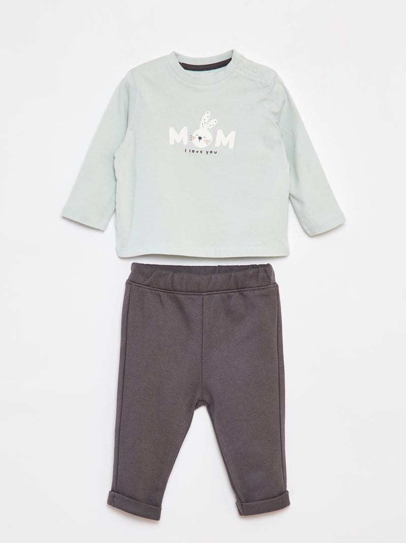 Completo t-shirt a maniche lunghe + pantaloni - 2 pezzi Verde - Kiabi
