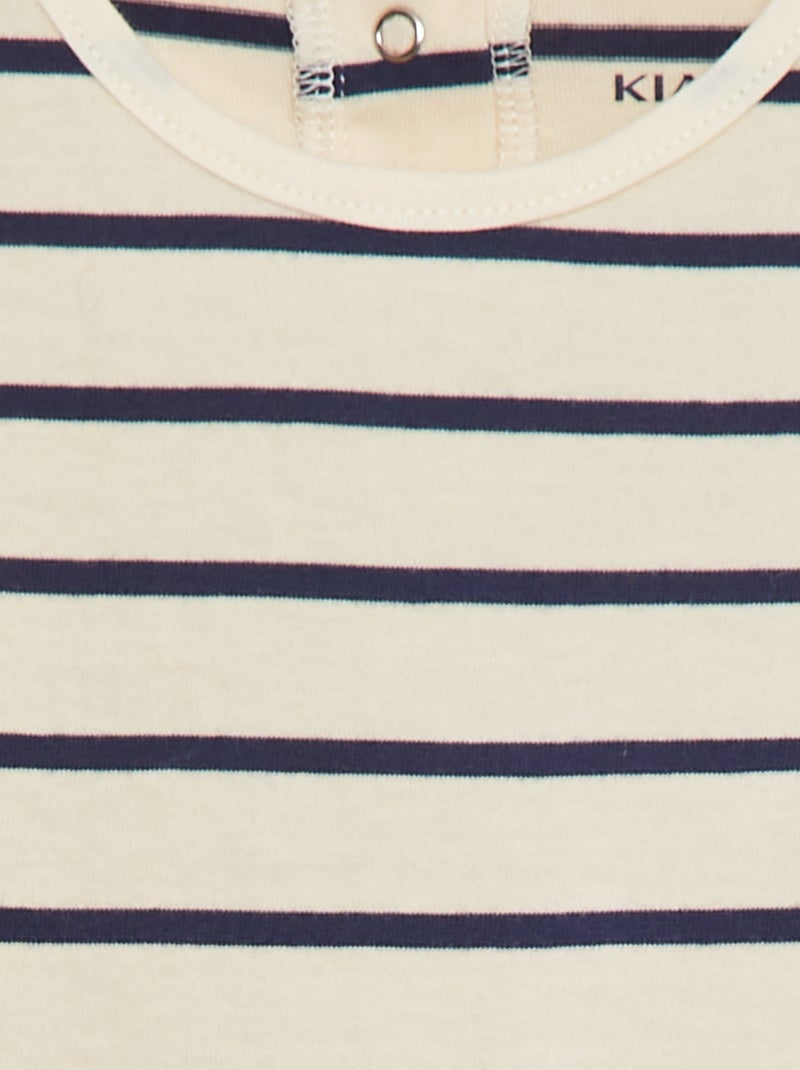 Completo t-shirt a righe + pantaloni in denim - 2 pezzi BIANCO - Kiabi