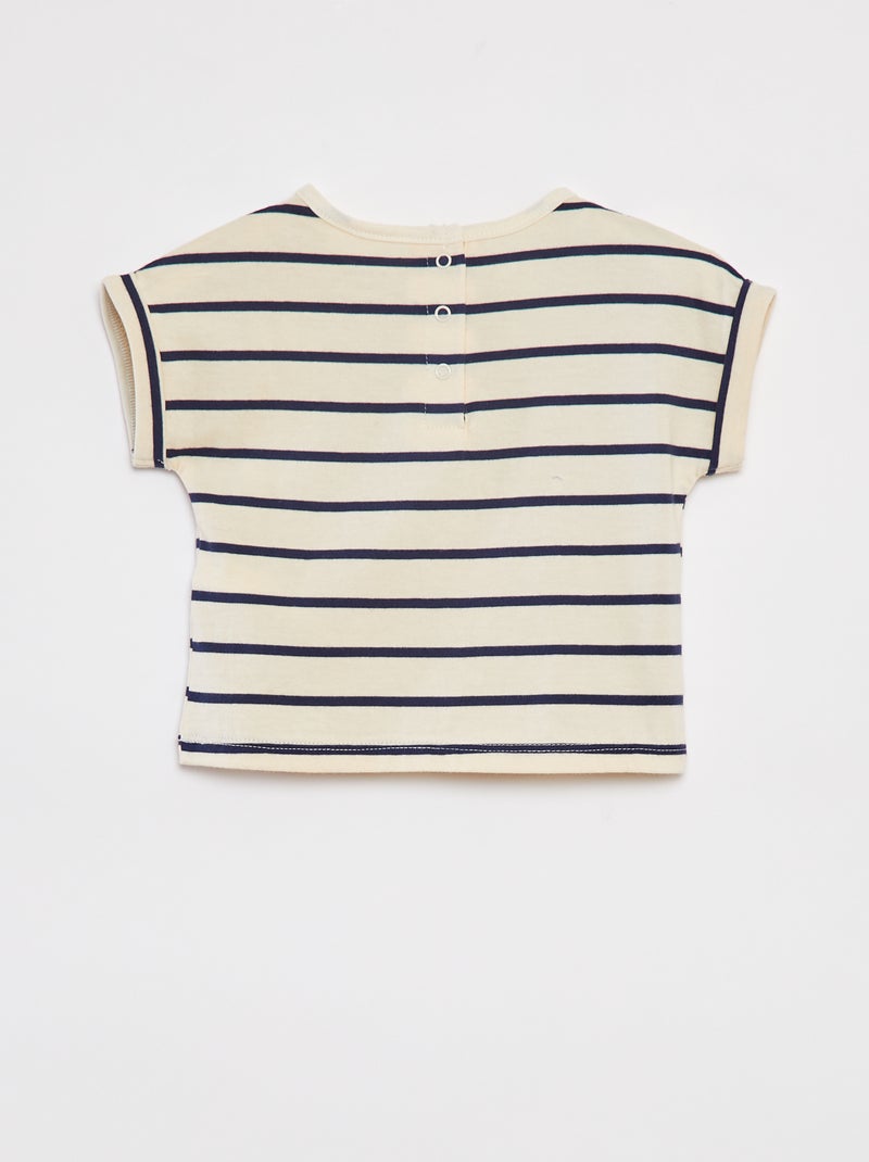 Completo t-shirt a righe + pantaloni in denim - 2 pezzi BIANCO - Kiabi