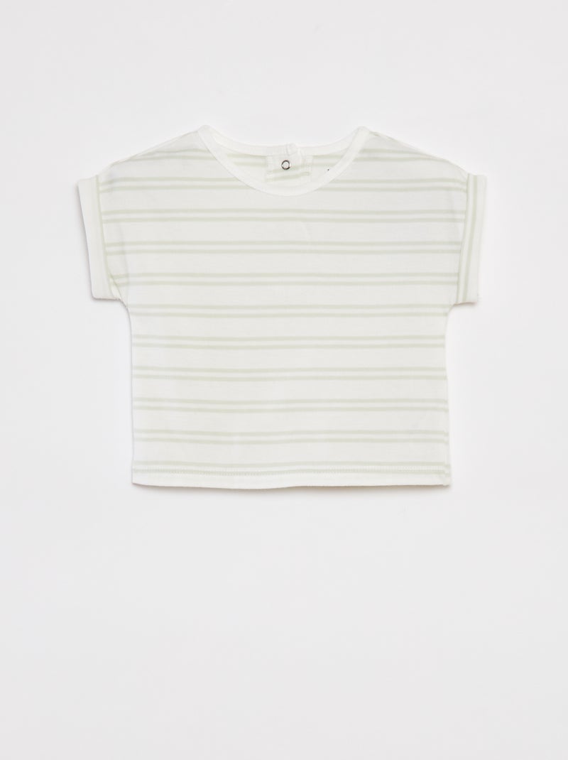 Completo t-shirt a righe + pantaloni in denim - 2 pezzi BIANCO - Kiabi
