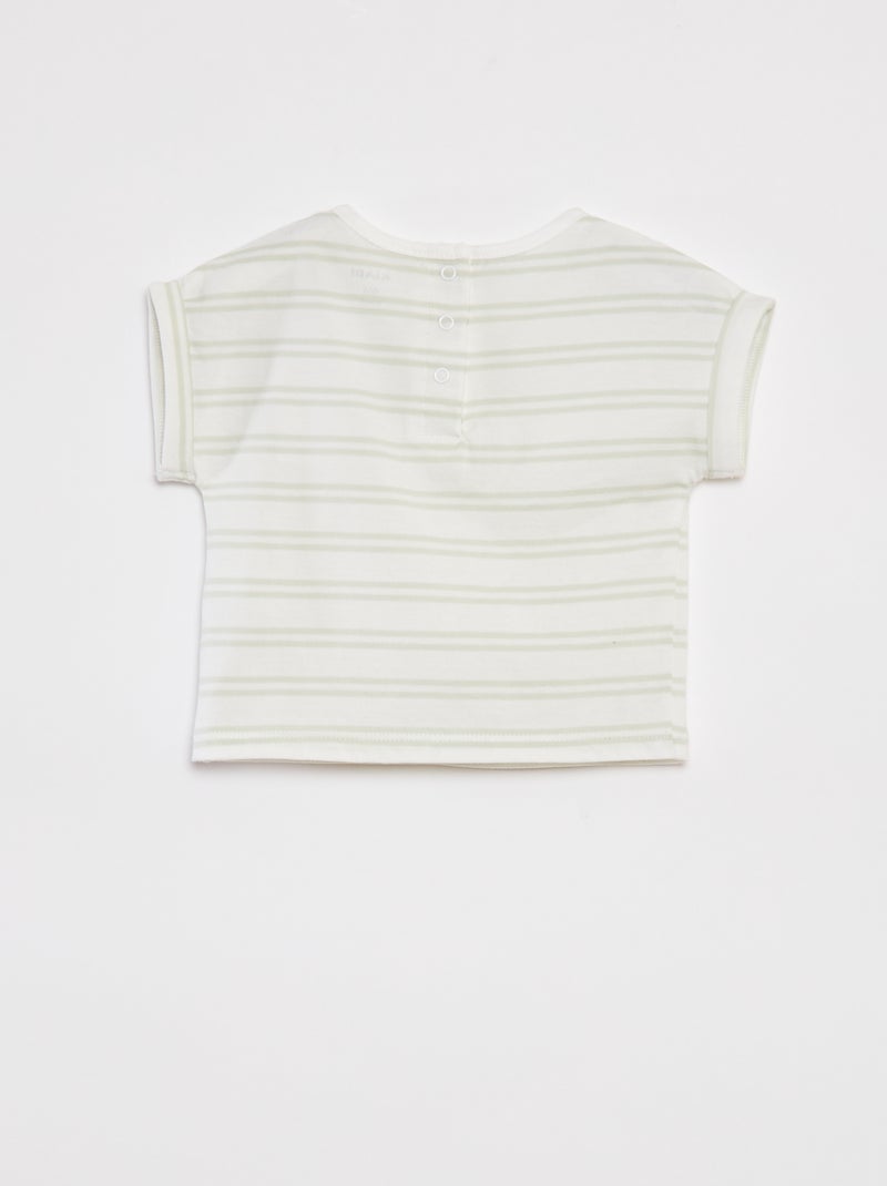 Completo t-shirt a righe + pantaloni in denim - 2 pezzi BIANCO - Kiabi