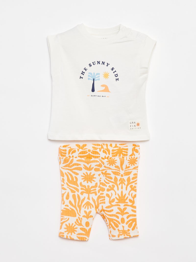 Completo t-shirt + ciclisti con stampa - Graphik Edition Bianco - Kiabi