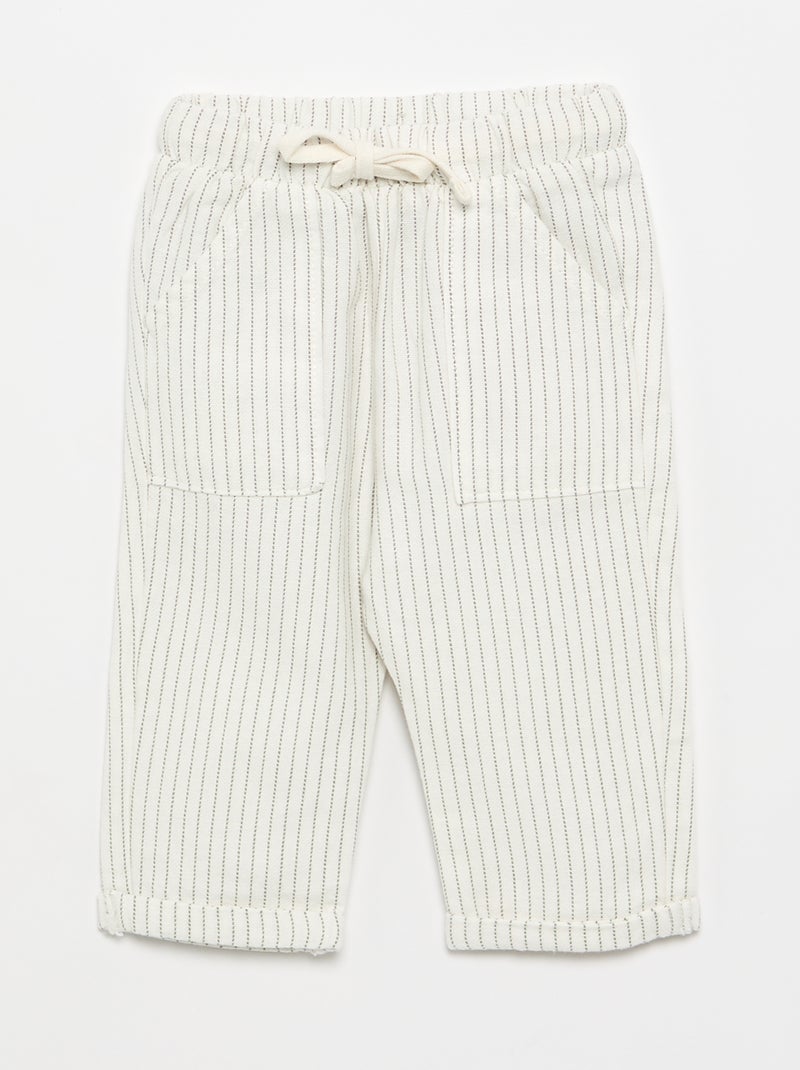 Completo t-shirt con collo alla coreana + pantaloni - 2 pezzi Bianco - Kiabi