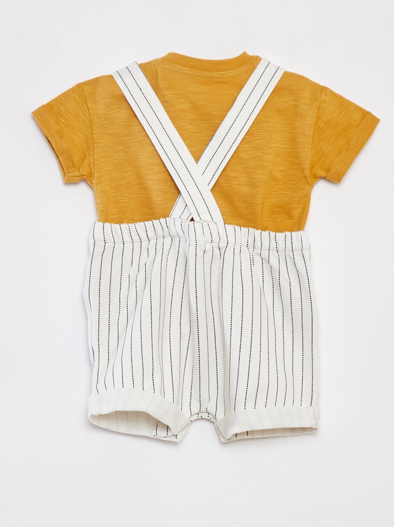 Completo t-shirt 'Disney' + salopette corta a righe - 2 pezzi GIALLO - Kiabi