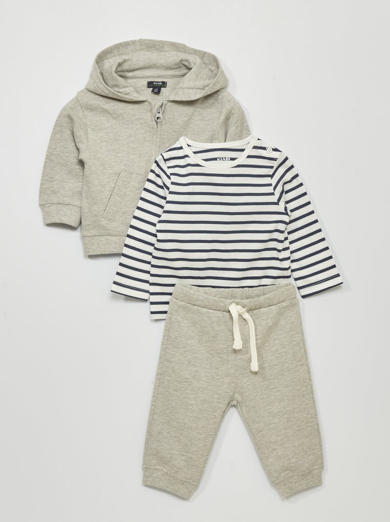 Completo t-shirt + felpa + joggers 2 pezzi BIANCO - Kiabi