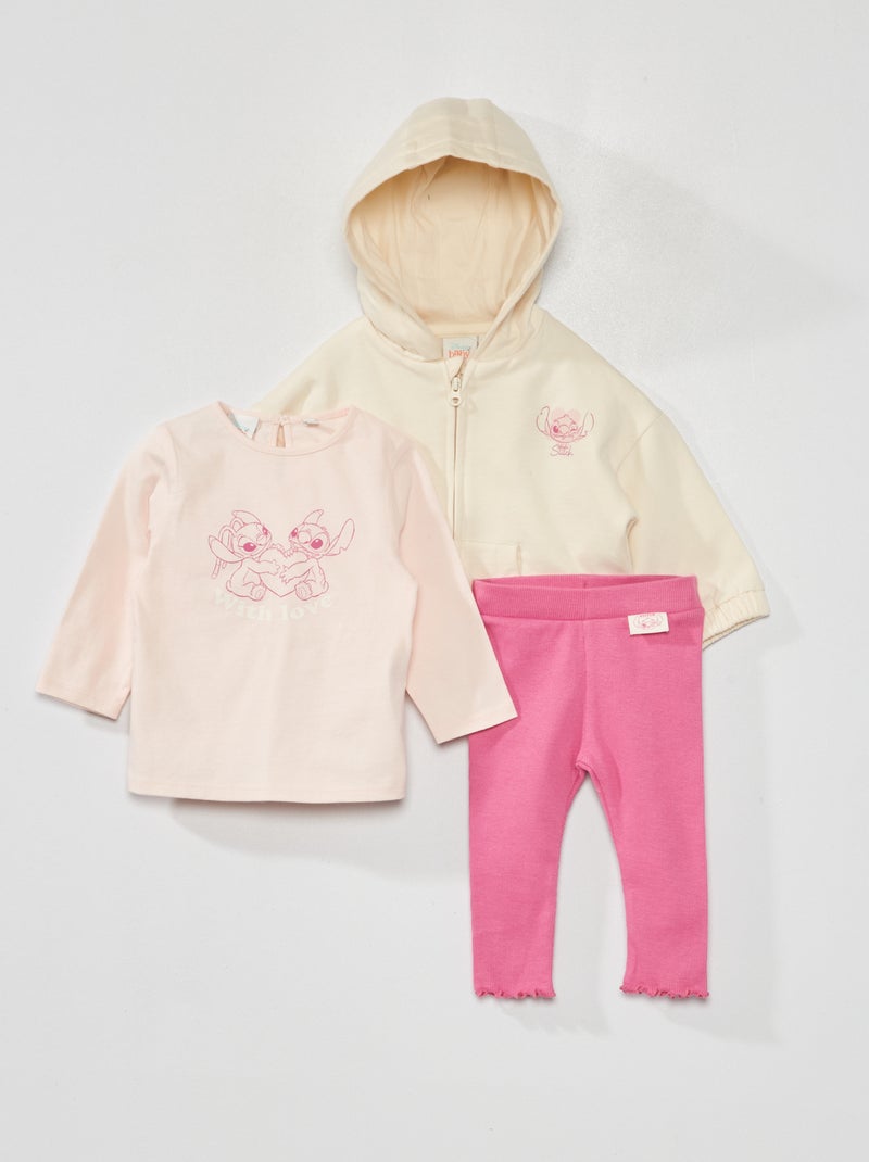 Completo t-shirt + giacca con cappuccio + leggings 'Minnie' - 3 pezzi BIANCO - Kiabi