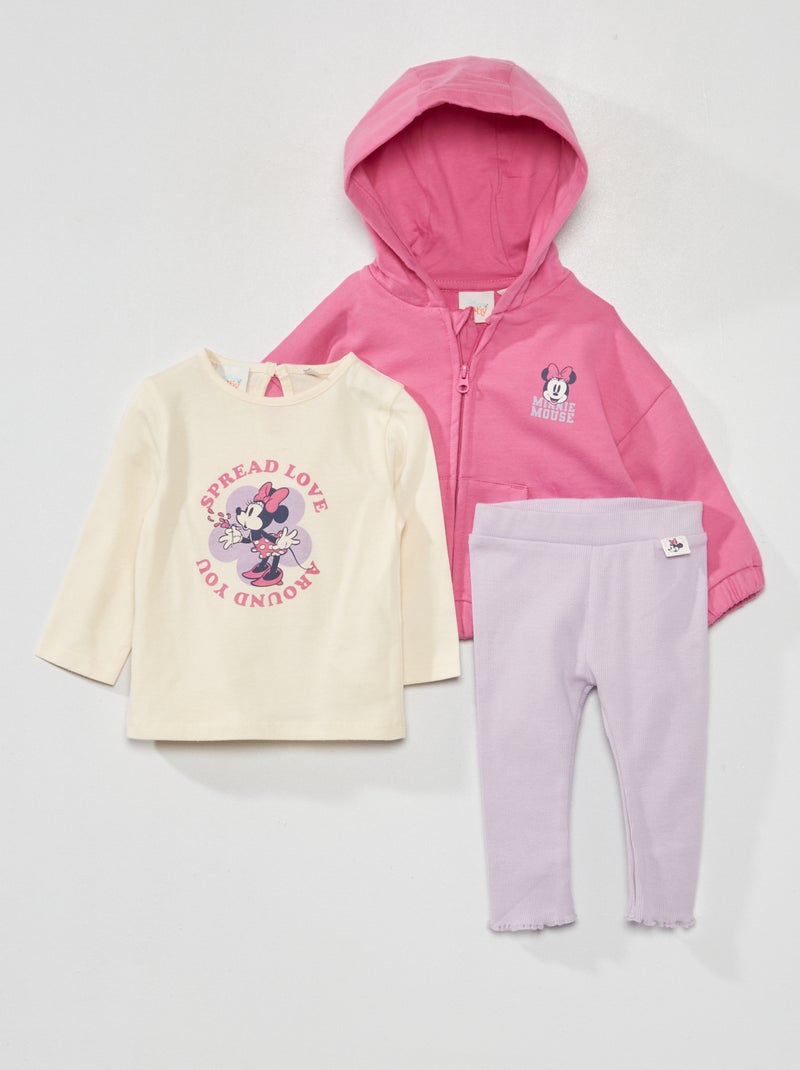 Completo t-shirt + giacca con cappuccio + leggings 'Minnie' - 3 pezzi ROSA - Kiabi