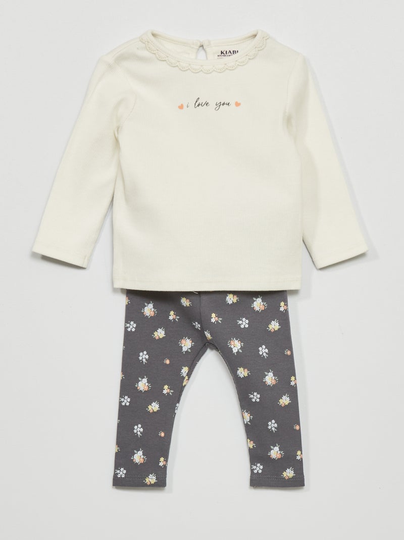 Completo t-shirt + leggings - 2 pezzi BIANCO - Kiabi
