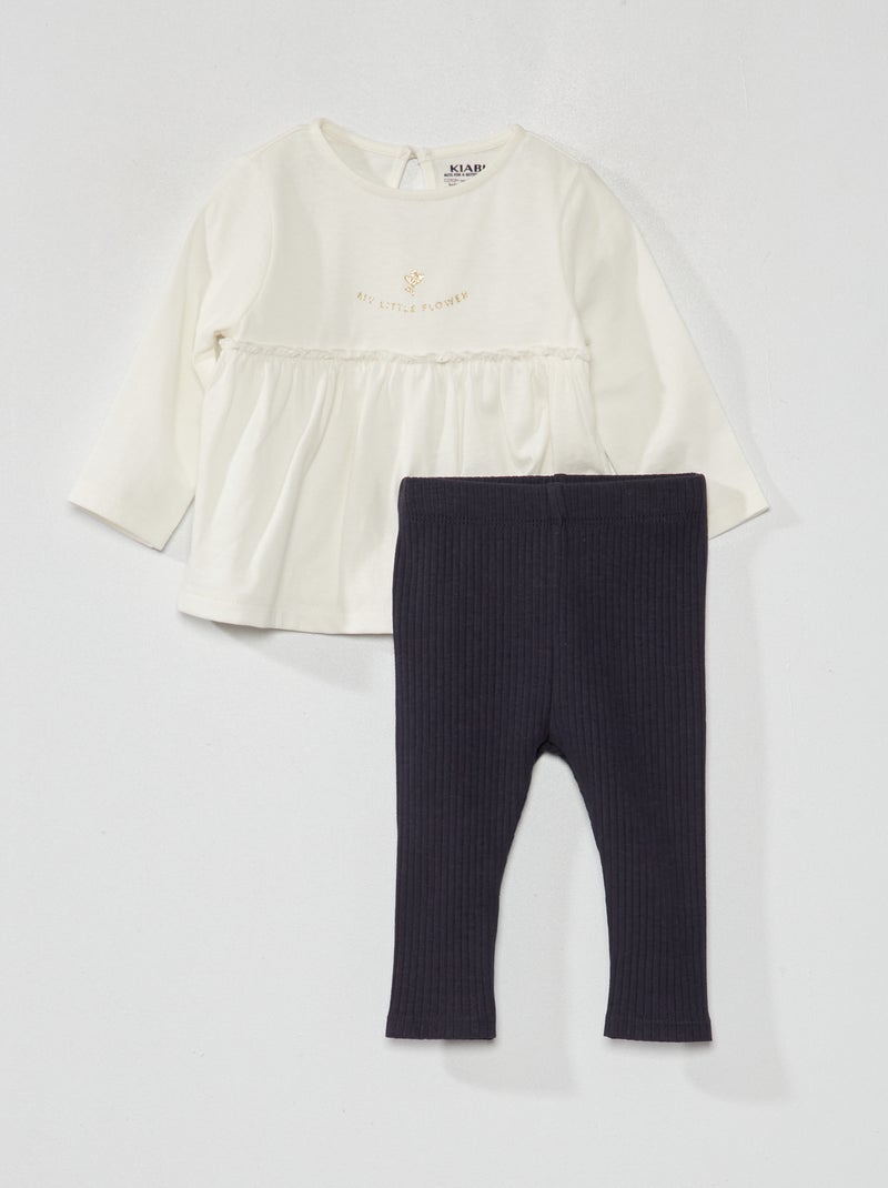 Completo t-shirt + leggings - 2 pezzi BIANCO - Kiabi
