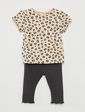 Completo t-shirt + leggings a coste - 2 pezzi