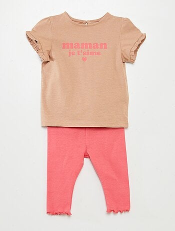 Completo t-shirt + leggings a coste - 2 pezzi