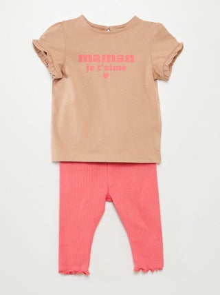 Completo t-shirt + leggings a coste - 2 pezzi