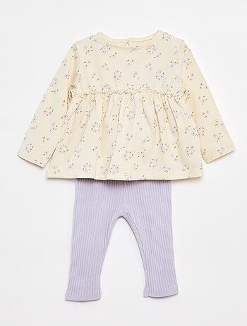 Completo t-shirt + leggings a coste - 2 pezzi