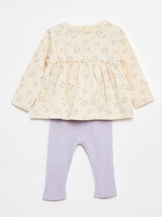 Completo t-shirt + leggings a coste - 2 pezzi