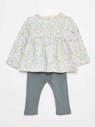 Completo t-shirt + leggings a coste - 2 pezzi