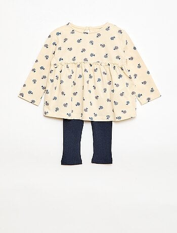 Completo t-shirt + leggings a coste - 2 pezzi