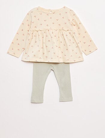 Completo t-shirt + leggings a coste - 2 pezzi