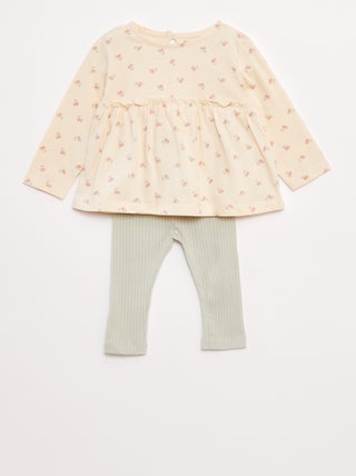 Completo t-shirt + leggings a coste - 2 pezzi