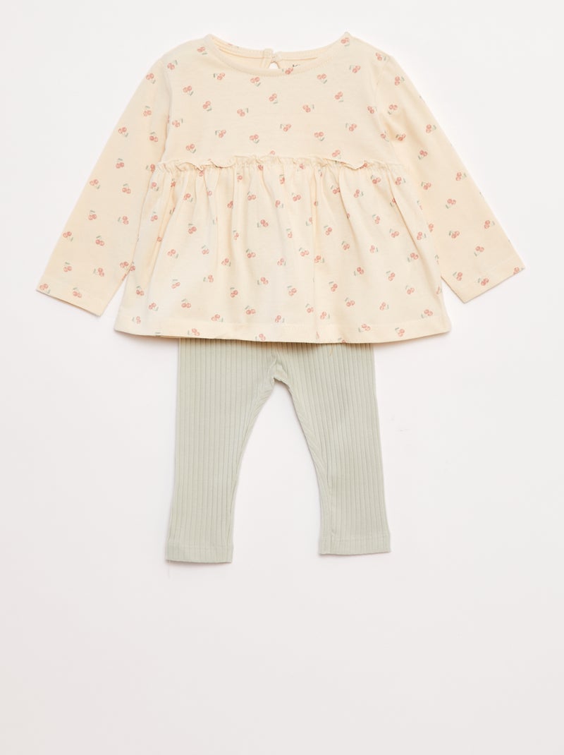 Completo t-shirt + leggings a coste - 2 pezzi Blu - Kiabi