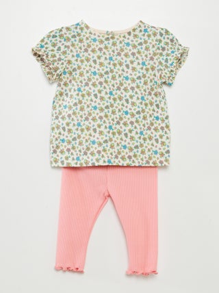 Completo t-shirt + leggings a coste - 2 pezzi