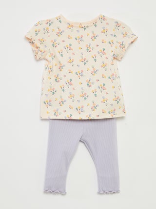 Completo t-shirt + leggings a coste - 2 pezzi