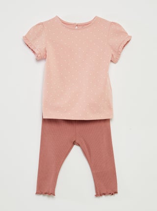 Completo t-shirt + leggings a coste - 2 pezzi
