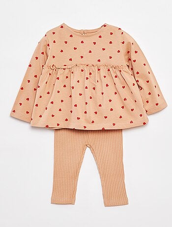 Completo t-shirt + leggings a coste - 2 pezzi