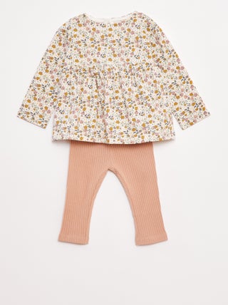 Completo t-shirt + leggings a coste - 2 pezzi