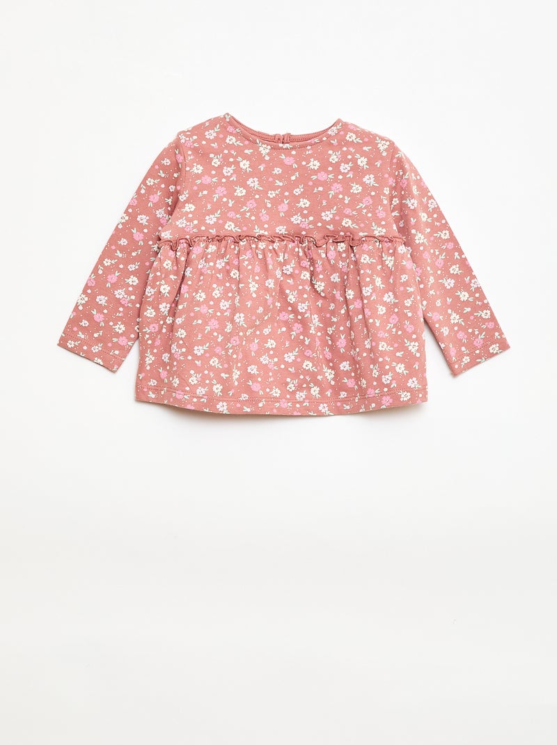 Completo t-shirt + leggings a coste - 2 pezzi Rosa - Kiabi