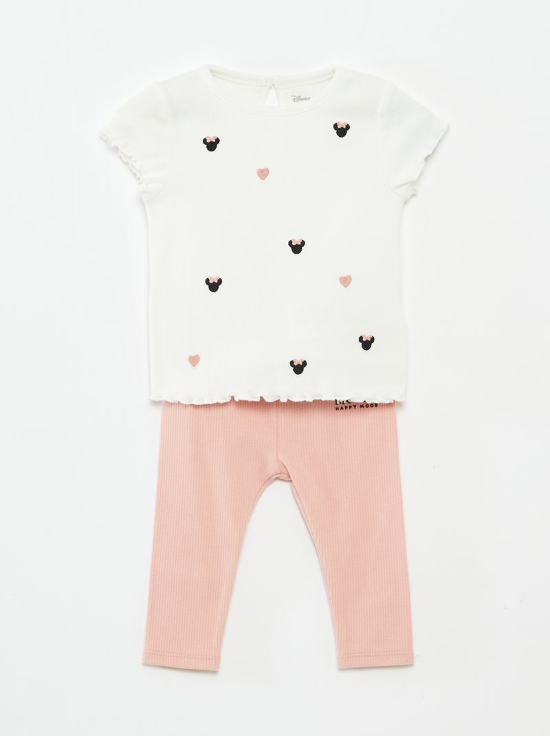 Completo t-shirt + leggings a coste 'Minnie' 2 pezzi Bianco - Kiabi