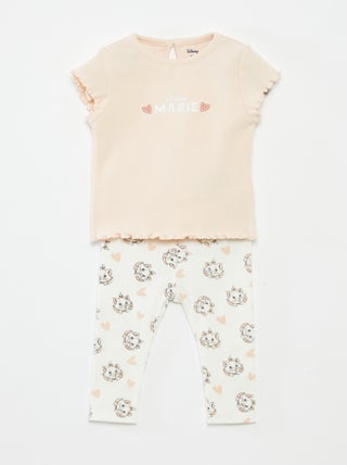 Completo t-shirt + leggings a coste 'Minou' - 2 pezzi